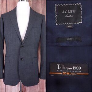 J Crew Ludlow Slim fit Suit Jacket 42L Tollegno 1900 Italian 3D Wool Charcoal